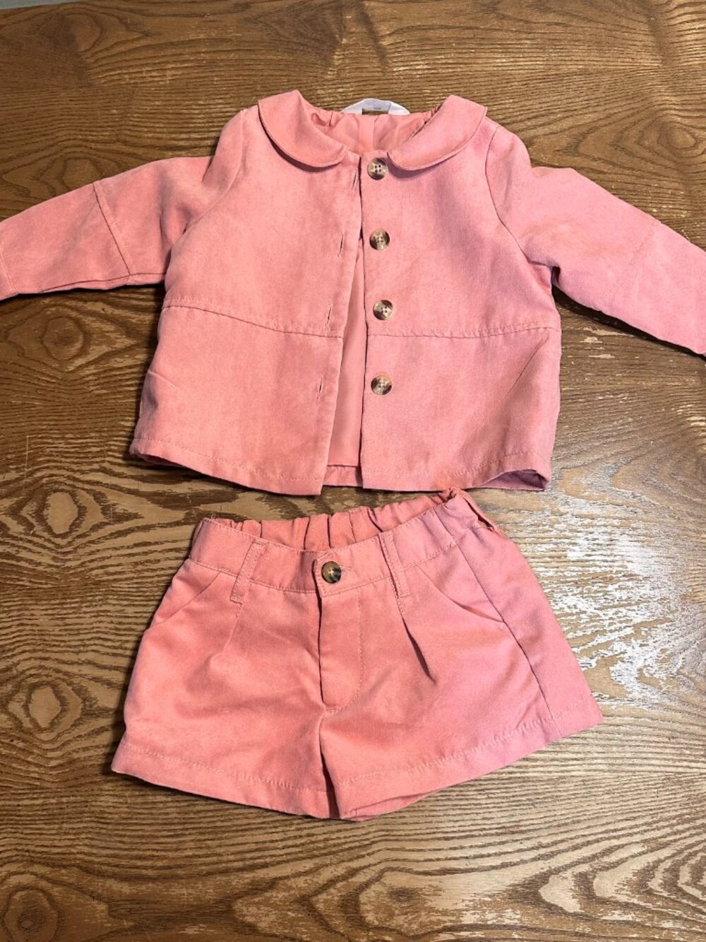 H&M Girls Pink Faux Suede Jacket & Shorts Matching Set 2T